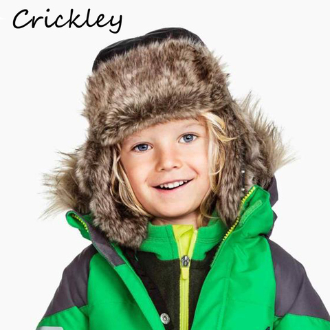 Winter Windproof Thick Warm Children Ushanka Snow Hats Soft Plush Bomber Hats Earflap Russian for Boys Girls Kids Aviator Cap ► Photo 1/6