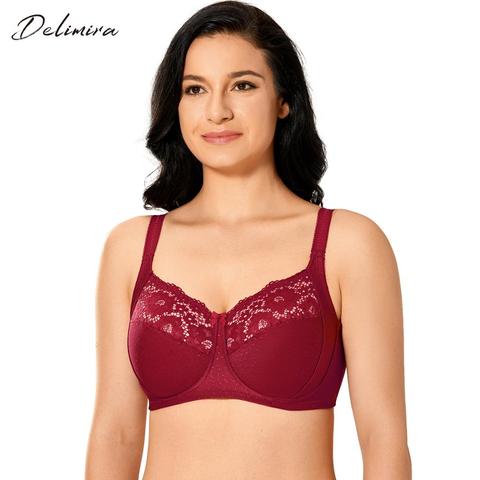 DELIMIRA Women's Lace Full Coverage Wireless Non-padded Plus Size Bras ► Photo 1/6