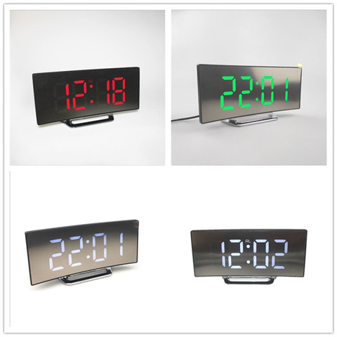 Digital Alarm Clock LED Mirror Clock Multifunction Snooze Display Time Night LCD Light Table Desktop Reloj Despertador USB Cable ► Photo 1/6