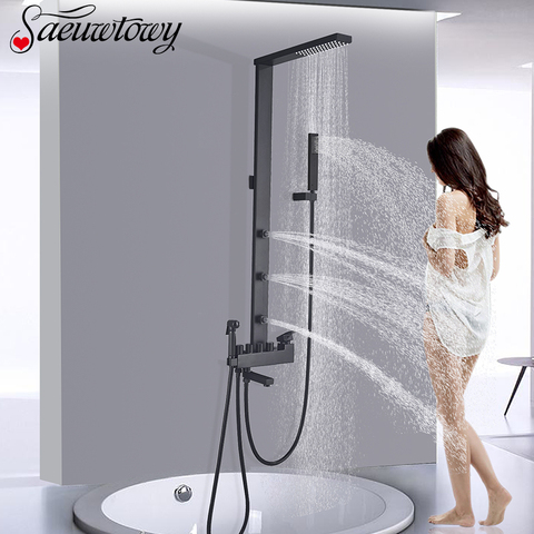 Black Shower Faucet Rainfall Shower Tap Bathtub Faucet Bathroom Faucet Brass Shower Brackrt Faucet Shower Panel Shower Column ► Photo 1/6