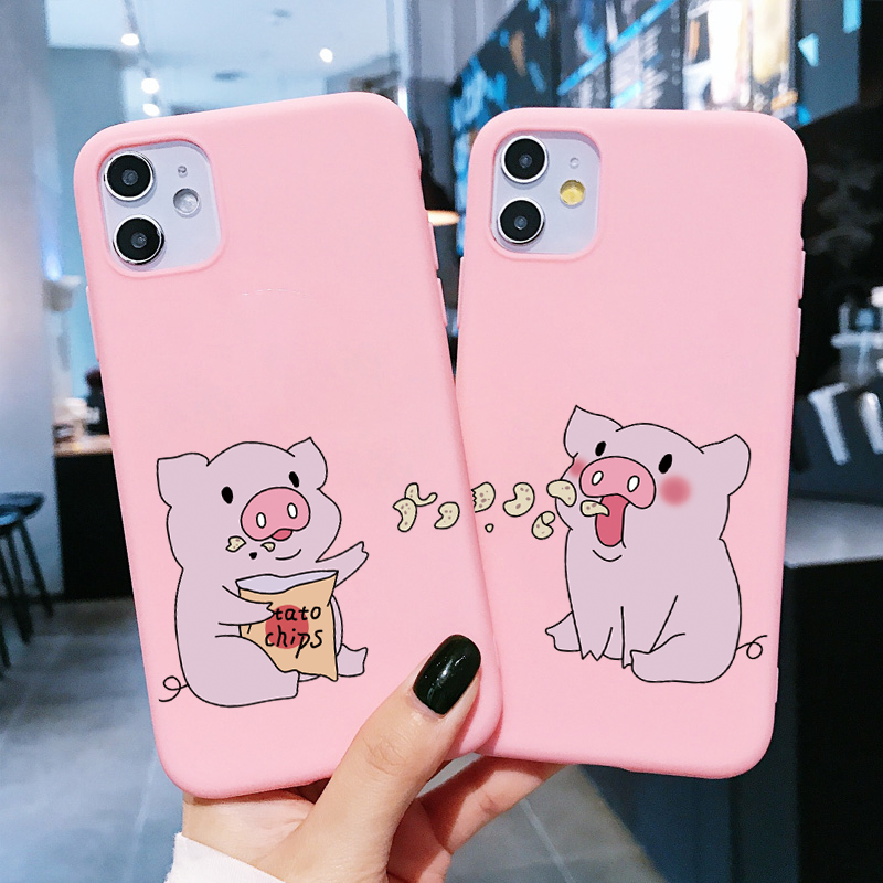 Cute Couples Pig Phone Case For iphone 12 mini 11 Pro Max 6 6s 7 8 plus X  XR XS Max SE 2022 Back Cover Funny Cartoon Soft Cases - Price history