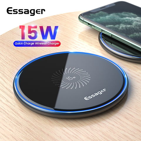 Essager 15W Qi Wireless Charger For iPhone 12 11 Pro Xs Max Mini X Xr 8 Induction Fast Wireless Charging Pad For Samsung Xiaomi ► Photo 1/6