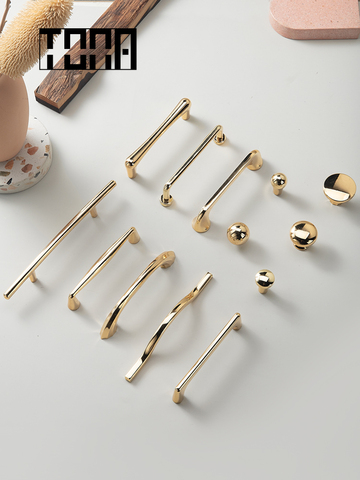 Tona Modern Gold Cabinet Handle&Knobs Drawer Pulls Cabinet Knob Cupboard Polished Handles Furniture Hardware for Dresser ► Photo 1/5