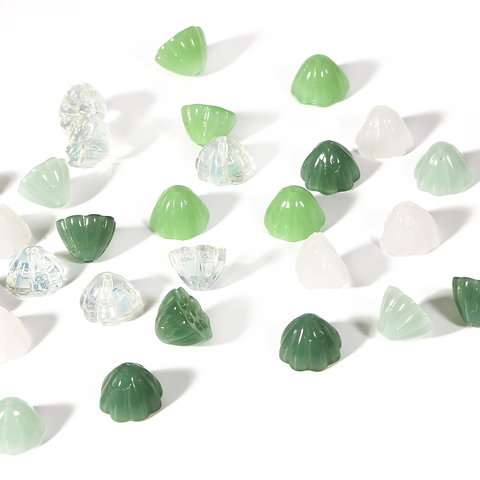 10pcs/lot Lampwork Glass Beads Seedpod of the Lotus Charm Leaf Flower Drop Petal for DIY Jewelry Findings Craft Making Beads ► Photo 1/6