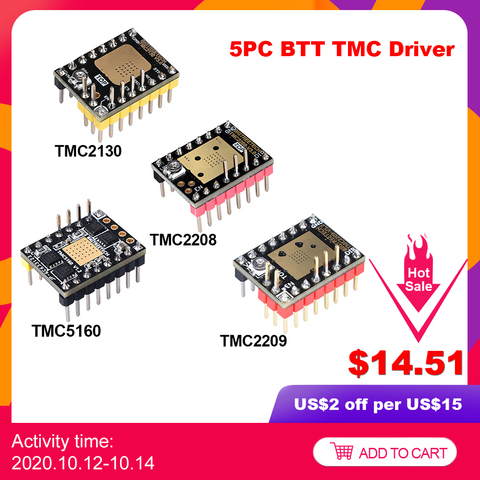 5PCS BIGTREETECH TMC2209 TMC2208 TMC2130 TMC5160 Stepper Motor Driver 3D Printer Parts For SKR V1.4 ramps 1.4 Mini e3 ender 3 ► Photo 1/6