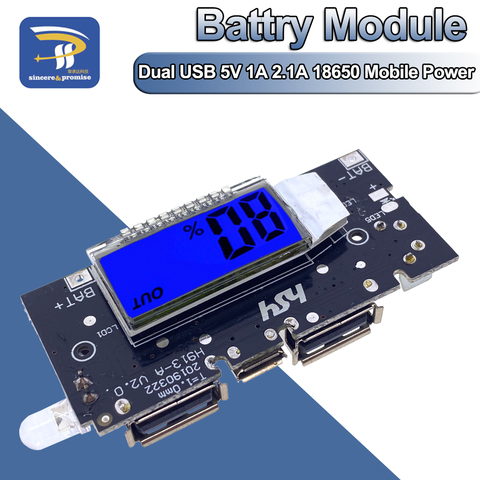 Automatic Protection! Dual USB 5V 1A 2.1A Mobile Power Bank 18650 Lithium Battery Charger Board Digital LCD Charging DIY Module ► Photo 1/6