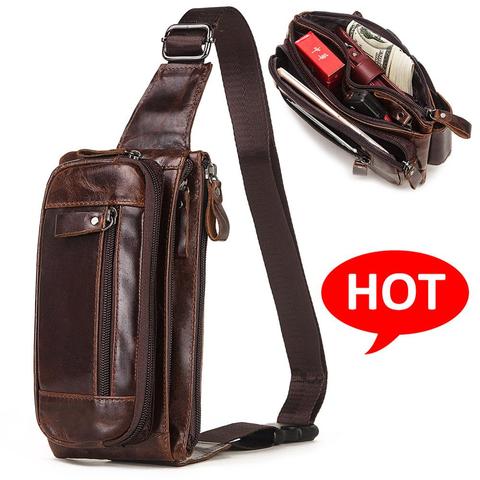 Famous Brand Fashion Men Genuine Leather Waist Packs Organizer Travel Chest Bag Necessity Waist belt Mobile Phone Small Bum Bag ► Photo 1/6