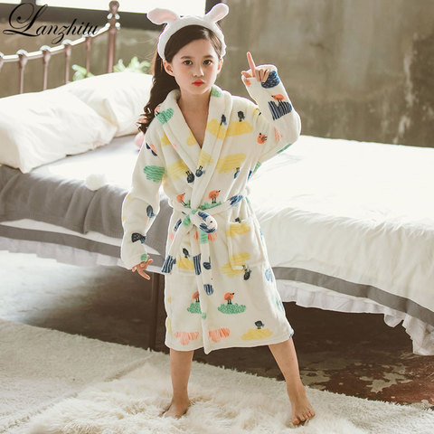 fashion 2022 Kids Bath Robes Winter Children bathrobe kids Cartoon Flannel Bathgrowns Girls Soft Belt Pyjamas szlafrok peignoir ► Photo 1/6