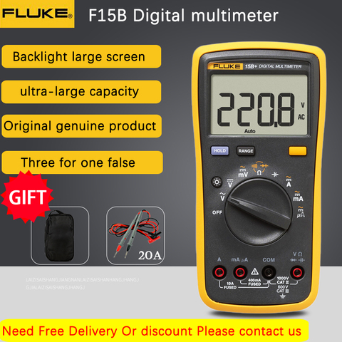 Fluke 15B+ Digital Multimeter Auto Range 4000 Counts AC/DC Voltage Current Resistance Meter Capacitance Frequency Tester ► Photo 1/6