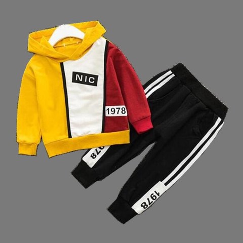 Baby Boys Clothes Set Stripe Stitching Brand Clothing Sets For Boys Hooded Jacket+Pants 2pcs Children Sport Suit 2 3 4 5 6 Years ► Photo 1/6