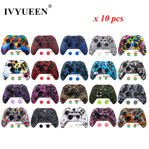 IVYUEEN 10 pcs Silicone Protective Skin for XBox One X S Slim Controller Protector Case Cover with Thumb Stick Grips Caps ► Photo 1/6