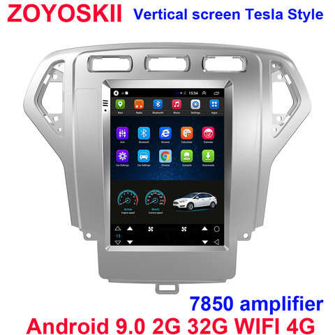 Silver color Android 9.0 10.4 inch vertical screen car gps radio bluetooth WIFI 4G navigation player for Ford Mondeo 2007-2010 ► Photo 1/6