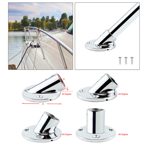 MARINE BOAT DURABLE SOLID SS 316 HAND RAIL FITTING ROUND BASE 7/8' or 1' ► Photo 1/6