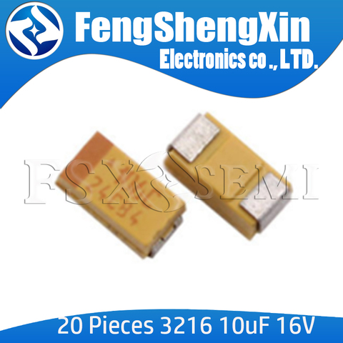 20pcs New A 3216 10uF 16V 106 106C SMD tantalum capacitor ► Photo 1/1