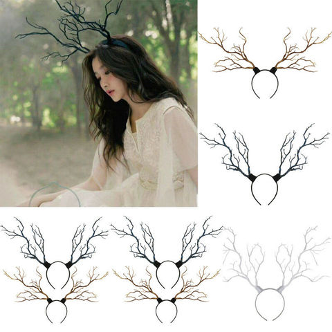 Gothic Antler Butterfly Headdress Deer Horn Tree Branches Headband Jewelry Vintage Wedding Cosplay Halloween Accessories ► Photo 1/5