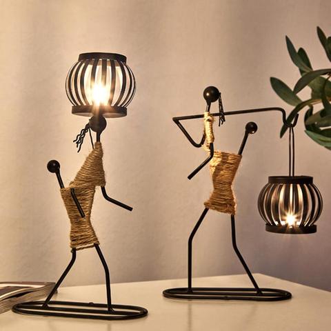 New 1Pc Creative Beautiful Nordic Candlestick Abstract Iron Men Design Candle Holder Home Bar Restaurant Decor ► Photo 1/6
