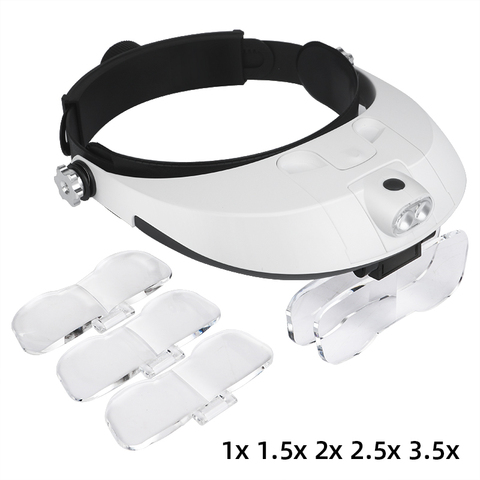 TUNGFULL Magnifier headband glasses magnifier binocular glass headset magnifier glasses with light wearing style Repair Tool ► Photo 1/6