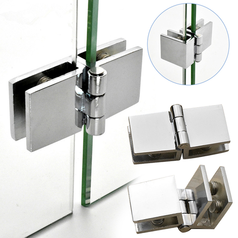 90 180 Degree Bilateral Clip Home Easy Install Glass Clamp Zinc Practical Durable Cabinet Door Hinge Bathroom Furniture Cupboard ► Photo 1/6