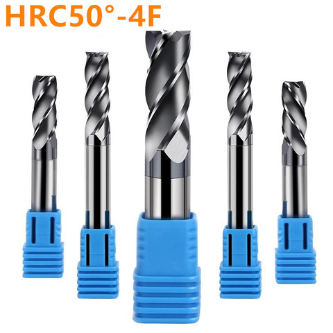 End mills HRC50 1mm 2mm 3mm 4mm 5mm 6mm 8mm 10mm 12mm high quality 4Flute PVD coated carbide tungsten carbide end mills ► Photo 1/6