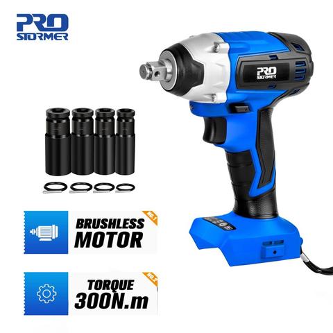 20V Brushless Impact Cordless Wrench 300NM Max Torque Socket Without 4000mAh Lithium-Ion Battery Power Tool By PROSTORMER ► Photo 1/6