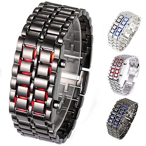 HOT SALE Men Women's Lava Stainless Steel LED Digital Quartz Bracelet Watch Wristwatch Metal Bracelet Quartz Watch Men Bracelets ► Photo 1/6