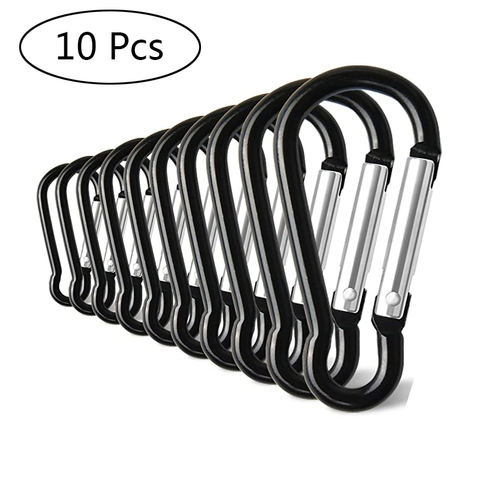 10 Pcs Aluminum Carabiner Clips Snap Clip Lock Buckle Hook Camping Outdoor Fishing Tool Buckle Lock for Keychain Bottle Black ► Photo 1/1