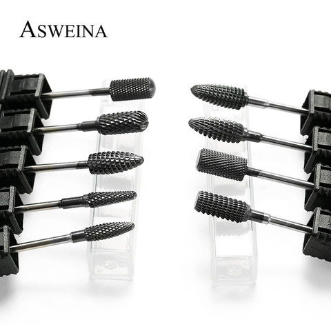 Asweina 9 Type Black Titanium Carbide Nail Drill Bit Milling Cutter Electric Machine For Manicure Apparatus Accessories Tools ► Photo 1/6