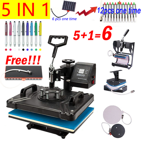 5  in 1 Combo Heat Press Machine Sublimation Heat Press Heat Transfer Machine For T shirt/Plate/MugBottle/Pen/Cap/Phone Case ► Photo 1/6