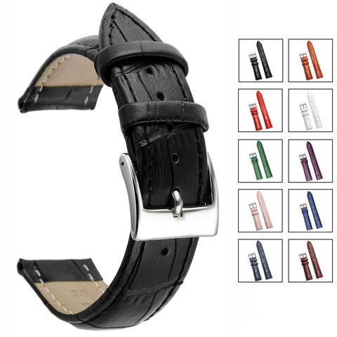Comfortable Genuine Leather Watch Strap 12/14/16/18/19/20/22/24 mm Watch Pin buckle Band Soft Wrist Belt Bracelet + Tool ► Photo 1/6