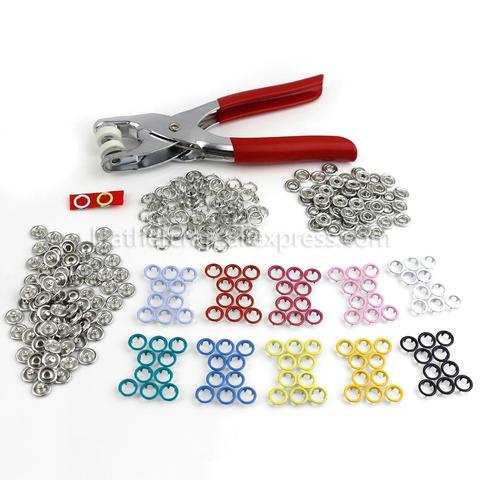 Metal Prong Ring Snap Fasteners Press Studs Poppers Plier 100Pcs 10 colors 9mm Ring Snap No Sew Button ► Photo 1/6