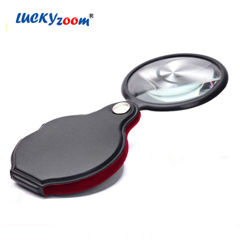 50mm Handheld Magnifying Glass 8X Leather Pocket Magnifier Foldable Mini Size Reading Magnifier Loupe Portable Black Gift Lupa ► Photo 1/6