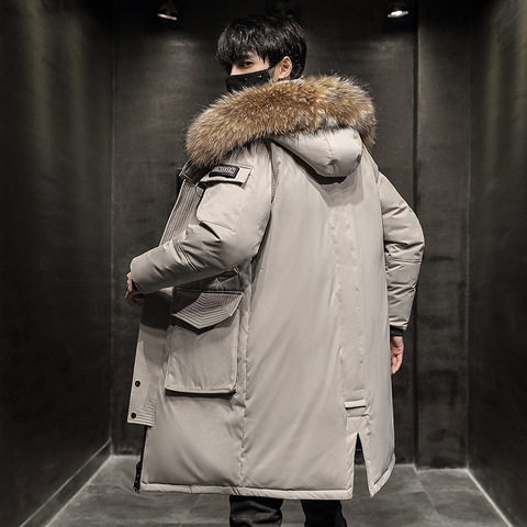 -30 Degree Men Winter White Duck Down Jacket Keep Warm Long Thicken Coat Fashion Hooded Fur Collar Windbreaker Down Parka Couple ► Photo 1/5