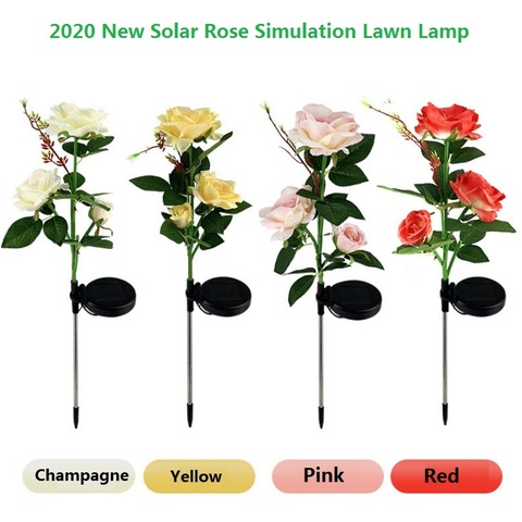 Solar Flower Light Artificial Rose Flower LED Decoration Lamp Outdoor For Lawn/Garden/Villa/Park/Street/Flowerbed Champagne/Pink ► Photo 1/1