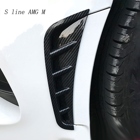 Car Styling Carbon fiber Front Bumper Spoiler Air Knife Fog light for Mercedes Benz C Class W205 2022 Auto Covers Stickers Trim ► Photo 1/6