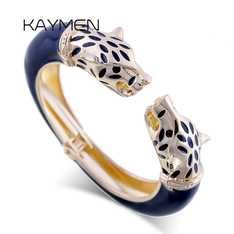 Kaymen New Statement Wolf Cuff Bangle, Girl's Enamel Fashion Cuff Bracelet, Gold plated Animal Chunky Bangle ► Photo 1/6