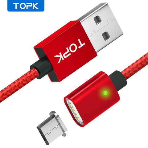 TOPK AM21 Magnetic Cable Nylon Braided Micro USB Cable Data Sync Magnet Charger Cable For Xiaomi Redmi 4X Samsung S7 Microusb ► Photo 1/6