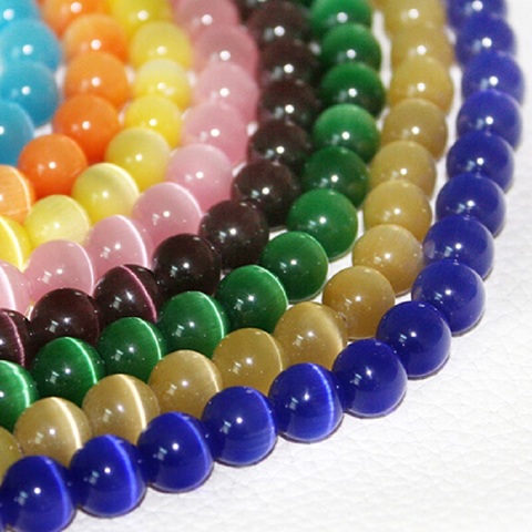 Top Quality 10pcs 4/6/8mm Round String Opal Loose Spacer Bead Natural Glass Cat Eye Beads For Clothing Craft Making Accessories ► Photo 1/6