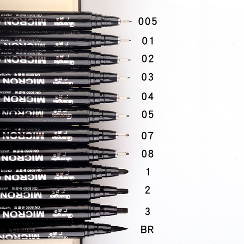 12pcs/set Black Pigment Liner Neelde Water-proof Micron PenTip Fine Liner Sketching Hook Art Pen Marker Pen for Manga ► Photo 1/6