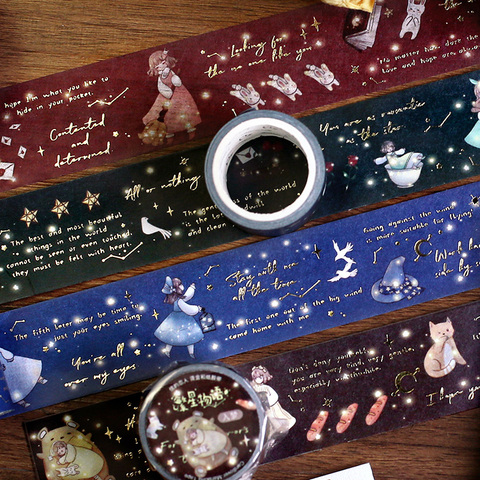 JIANWU 30mm*3m Starry Story Series Washi Tape Dream Girl Hot Stamping Collage Masking Tape Journal School Stationery Accessories ► Photo 1/5