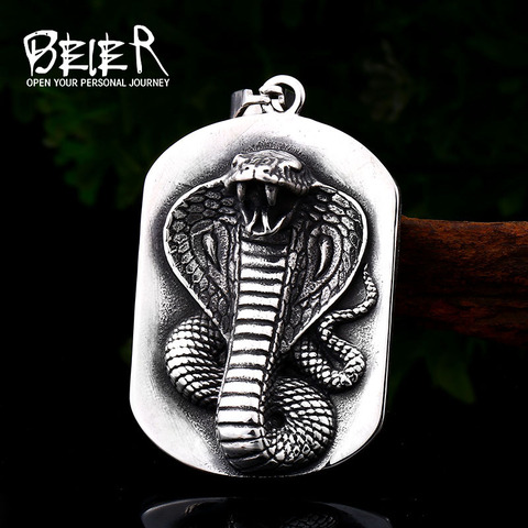 Beier 316L stainless steel Classic Animal Cobra Pendant Necklace Punk Snake King High Quality Jewelry LLLHP106P ► Photo 1/6