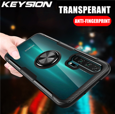 KEYSION Transparent Ring Case For Honor 20 Pro 10i 10 Lite 8X Nova 5T 4e Shockproof Phone Cover for Huawei P40 Pro P30 Lite P20 ► Photo 1/5