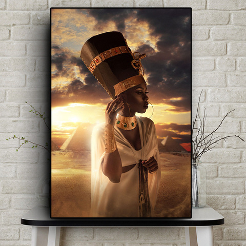 Black Gold African Art Woman Oil Painting on Canvas Cuadros Posters Prints Scandinavian Wall Picture for Living Room ► Photo 1/6