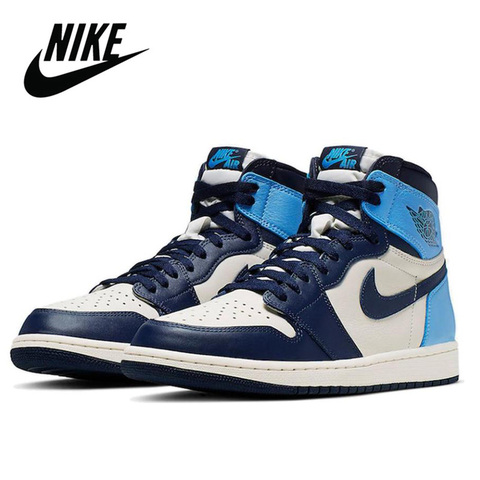 Buy Online Nike Air Jordan 1 Retro High Og Men S Basketball Sneakers Unisex Women Breathable Nike Air Jordan 1 Obsidian Originial Alitools