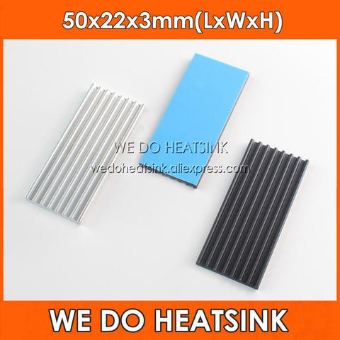 WE DO HEATSINK Silver / Black 50mm x 22mm x 3mm Aluminum Heatsinks IC Radiator 50x25x5mm With Blue Thermal Tape Applied ► Photo 1/6