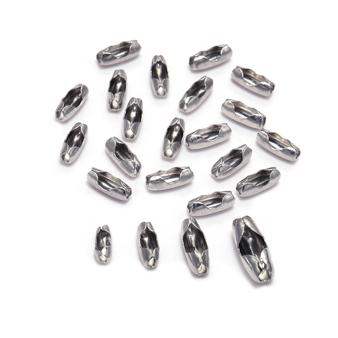 50pcs/Lot 1.5 2.0 2.5 3.2 mm Stainless Steel Ball Chain Connector Clasps End Beads Crimp For DIY Jewelry Making Finding Supplies ► Photo 1/6