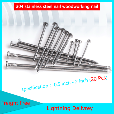 304 Stainless Steel Nail Steel Nail Carpenter Round Nail Cement Wall Nail Lengthened Small Nail 20Pcs ► Photo 1/6