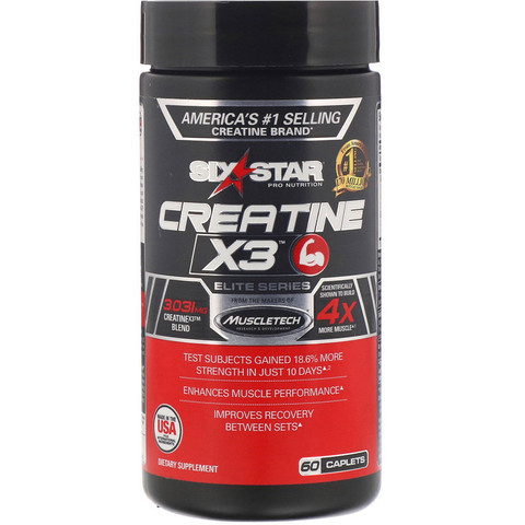 Six Star, Elite Series, Creatine X3, 60 Caplets ► Photo 1/2