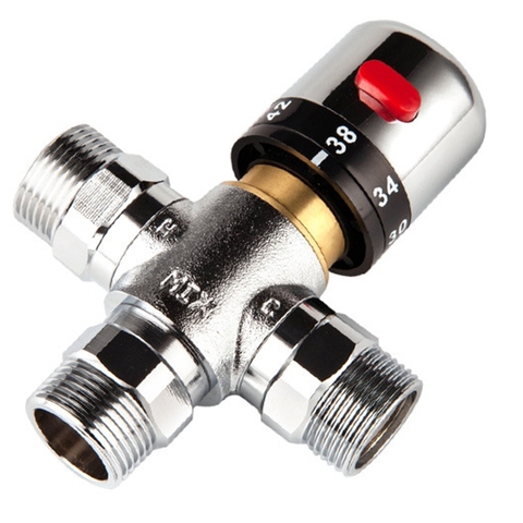 Solid Copper 3-Way Thermostatic Mixing Valve 3/4 Inch Solar Water Heater Valve Regulating Temperature Control Valve ► Photo 1/6