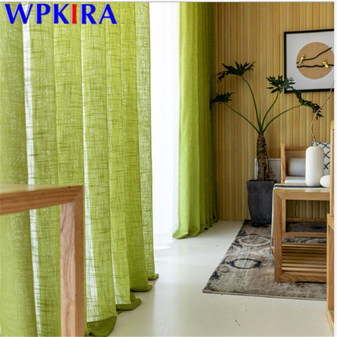 Modern Green Tulle Curtains For Living Dining Room Bedroom Simple Big Belly Hemp Window Screens Blinds Tulle Curtains W-ZH050#30 ► Photo 1/6