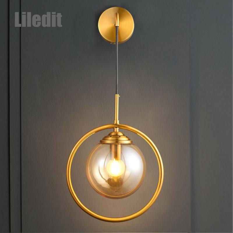 Modern Glass Ball Wall Sconce Lights Fixture Golden Bedside Wall Lamp Luminaire Living Room Home Decor Hallway Lighting Hotel ► Photo 1/5